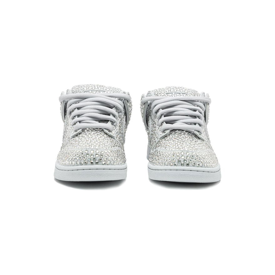 Nike Dunk Low Premium – Édition Strass Blanc & Argent