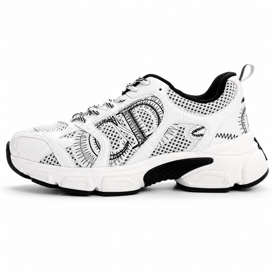 Sneakers Blanche & Noire – Design Graphique Premium