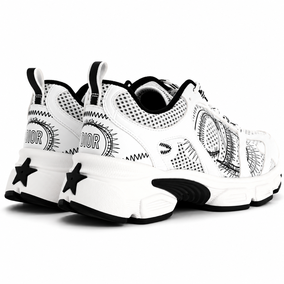 Sneakers Blanche & Noire – Design Graphique Premium