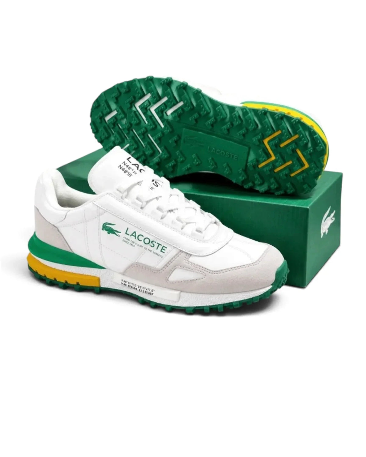 Lacoste L-Spin Deluxe – Baskets Premium Homme Blanc, Vert & Jaune