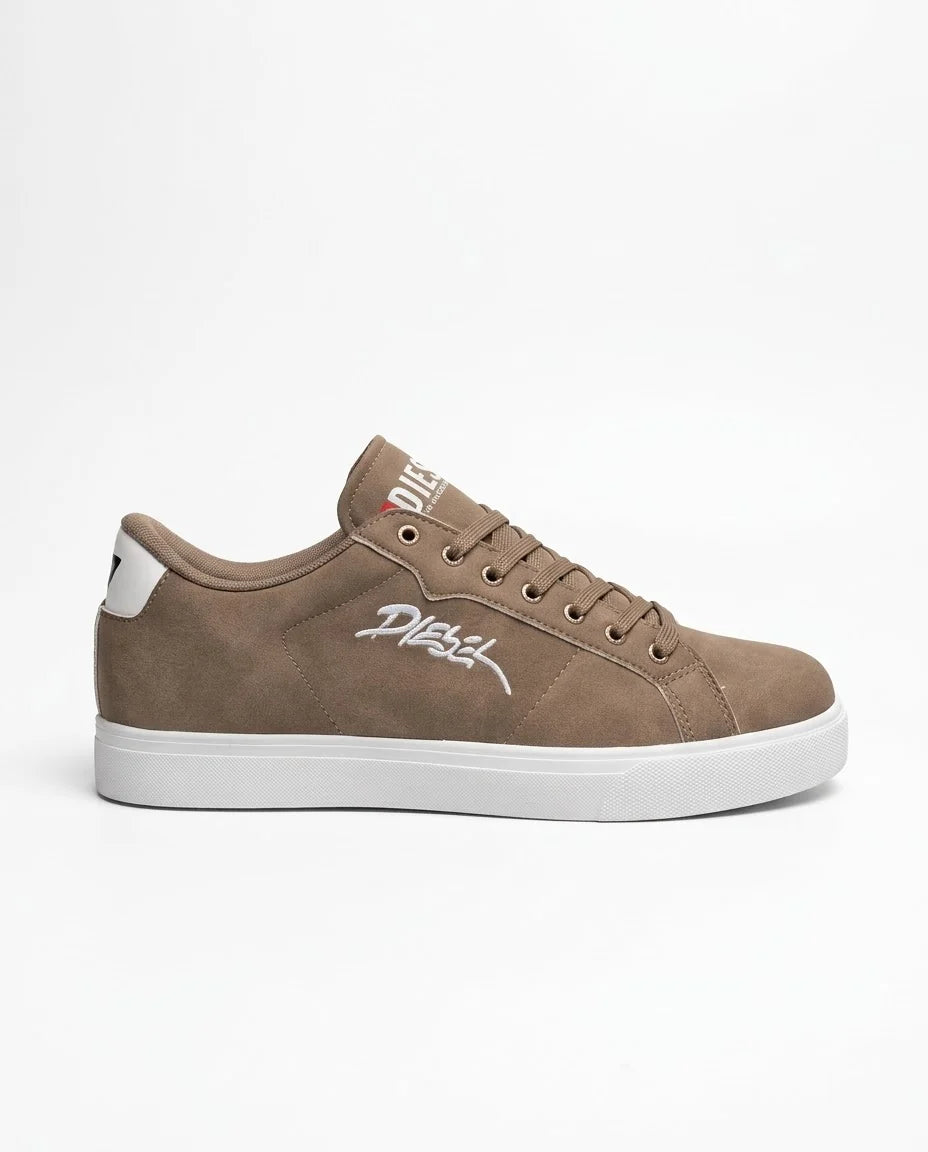 Diesel Sneakers Homme – Taupe & Blanc | Signature Diesel